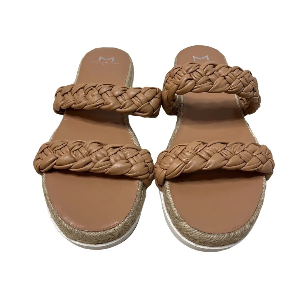 Marc Fisher Jaime Braided Flat Espadrille Slip On Sandal Size 9 Natural Macaroon